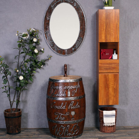 Lavabo in resina a fusto con specchio coordinato – Gran Riserve (Cod. LK6465)