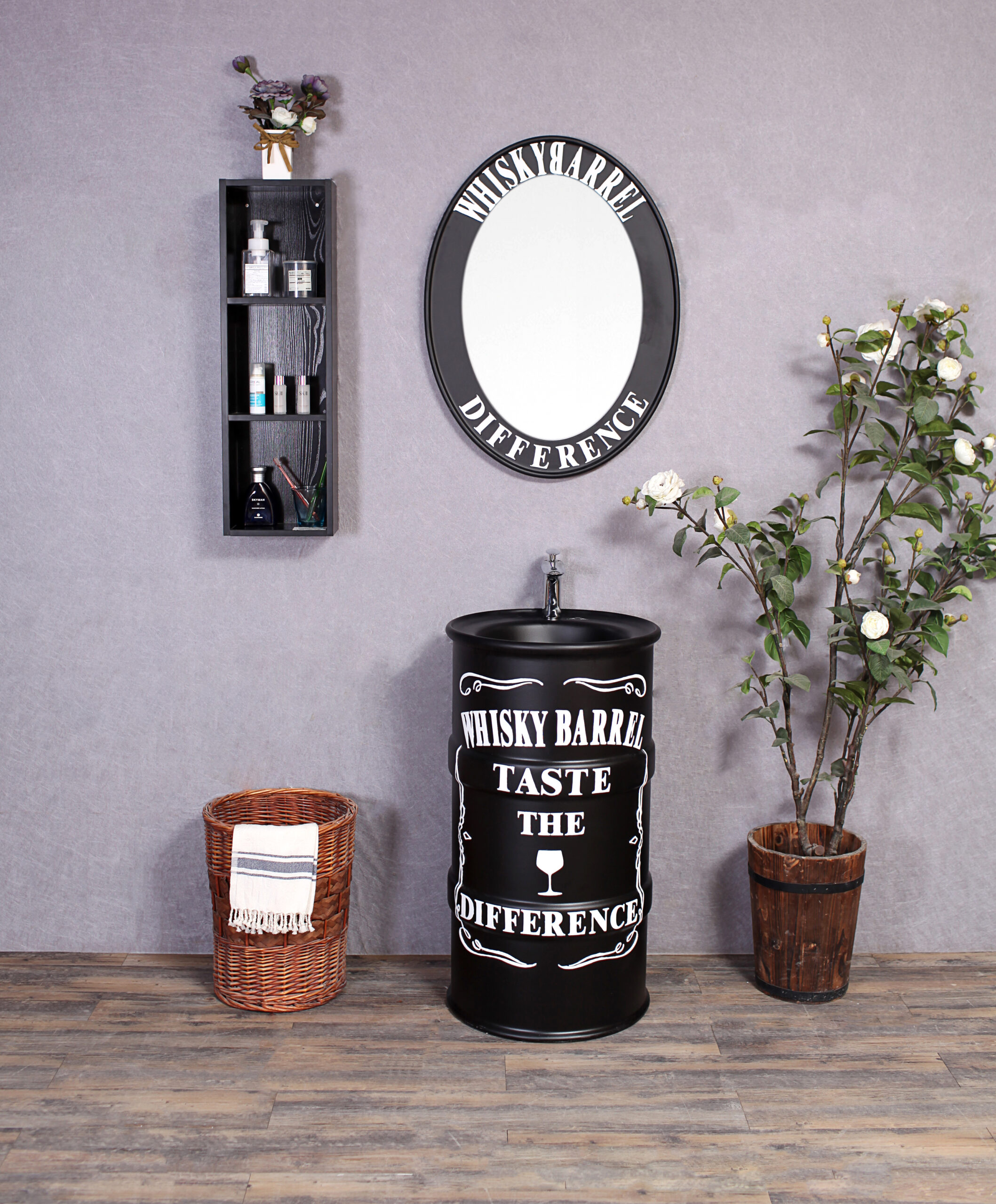 Lavabo in resina a fusto con specchio coordinato – Gran Riserve (Cod. GR3233)